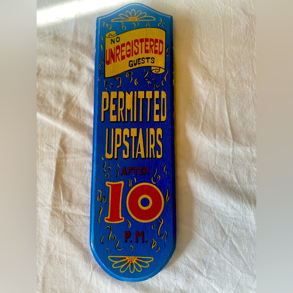 Handpainted Vintage Wooden Hotel / Brothel Sign
